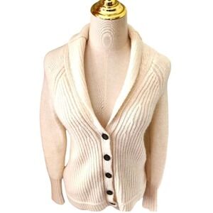 J Crew Cream Shawl Collar Cardigan Sweater Women's chunky S Acrylic‎ Wool Mohair